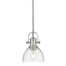  3118-M1L PW-SD - Hines Mini Pendant in Pewter with Seeded Glass